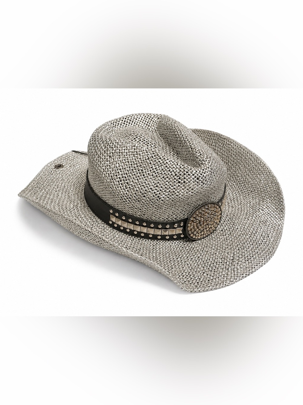 Peter Grimm Gila Silver Straw Cowgirl Hat Rhinestone Studded O/S